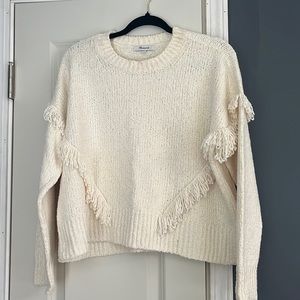 Madewell off-white fringe sweater, size medium, worn once